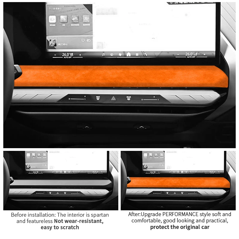 Made of Alcantara For BMW X3 G45 G48 (2025-) Under the Automotive Display Panel Trim Sticker Car Interior Tuning Accessories