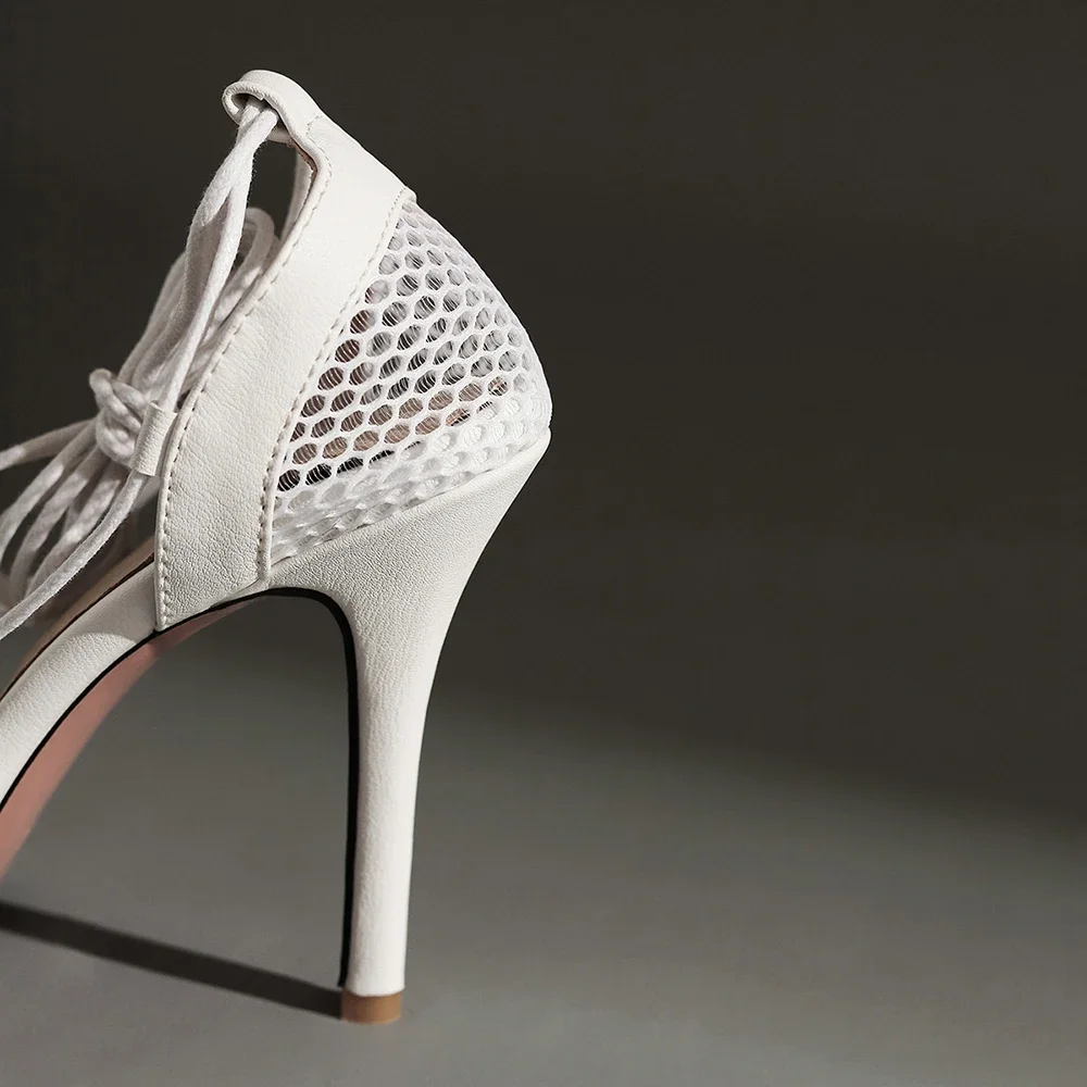 العلامة التجارية الجديدة مريحة أبيض أسود النساء الصنادل مثير 4 بوصة عالية الكعب سيدة أحذية الحفلات زائد حجم كبير صغير 11 30 43 45 47 #5