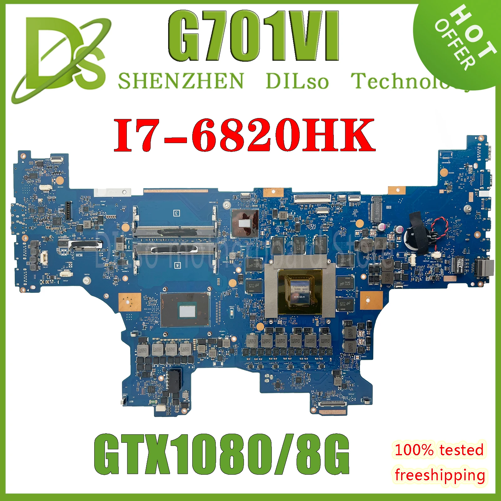 

KEFU G701VI Mainboard For Asus ROG G701 G701V REV 2.0 Laptop Motherboard Test OK I7-6820HK I7-6700HQ CPU GTX1080/8GB 100% Test