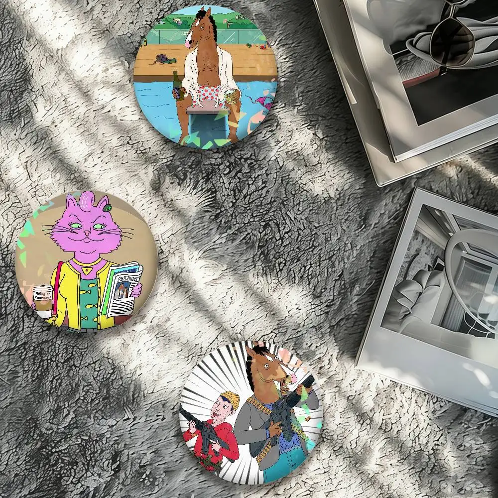 Cartoon B-BoJack H-Horseman Laser Badge Pins Handmade Brooches for Backpack Gifts Bag Decor Fans Collect