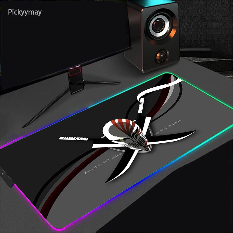 Imagem -05 - Anime Bleach Rgb Mousepad com Luz de Fundo Led Mouse Mat Xxl Laptop Mesa Tapete de Mesa Escritório pc Gaming Acessórios