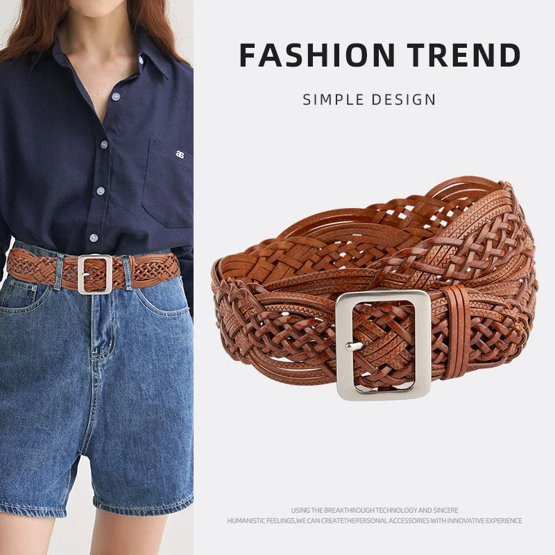 女性のヴィンテージニットコルセット女性カマーバンドコートウエストバンドドレス宣言ワイドベルト J1410