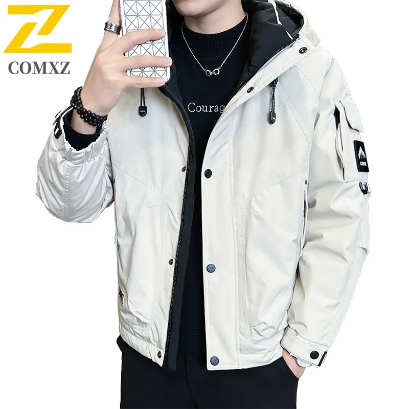 

High Quality Outdoor Sports Workwear Down Jacket Men's Hooded Coat Thickened Warm Windproof Parka Winter Cold Weather Apparel
