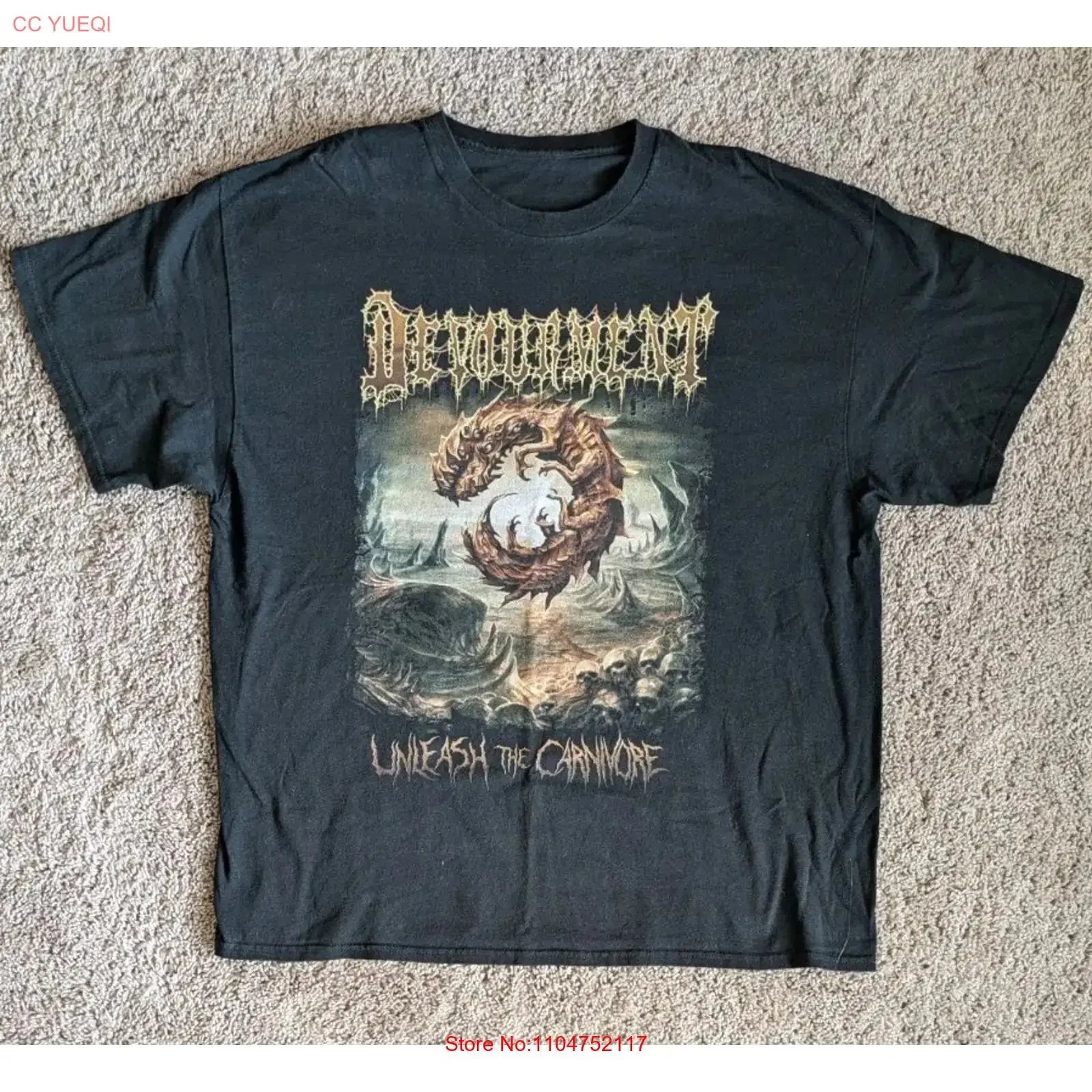 Devourment Unleash The Carnivore T Shirt 2XL vintage Washed Versatile Breathable fashion Stylish designer clothes Stretched