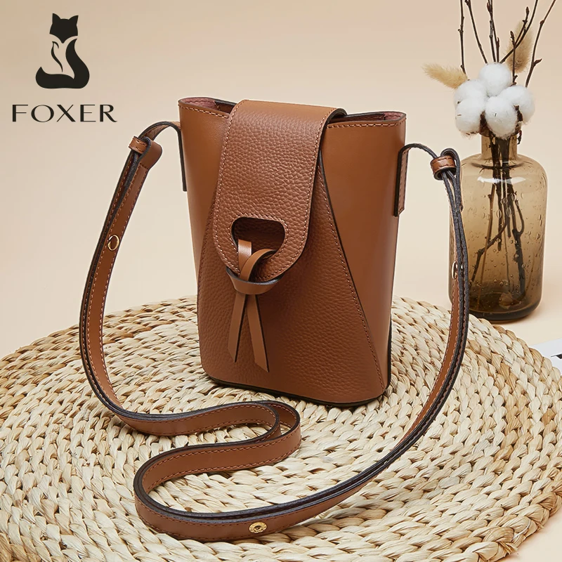 FOXER Mini Phone Bag Travel lightly For Girl Fashion Crossbody Bag High Quality Small Women Split Leather Shoulder CellPhone Bag