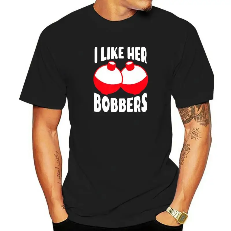 Men's I Like Her Bobbers Shirt Funny Fishin Couples Gifts T-Shirt Simple Style Tops Shirts For Men Cotton T Shirt