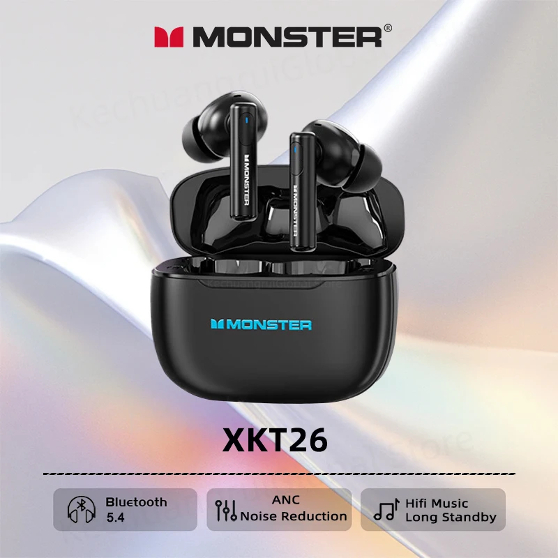 Monster XKT26 Bluetooth 5.4 Earphones TWS Hifi Stereo Wireless Headphones Gamer Headset Noise Reduction Sports Earbuds 2025 New