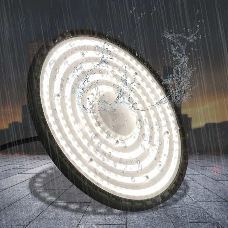 Super Bright 100/150/200W UFO LED High Bay Lights Waterproof Commercial Industrial Market Warehouse Garage Workshop Garage Lamps