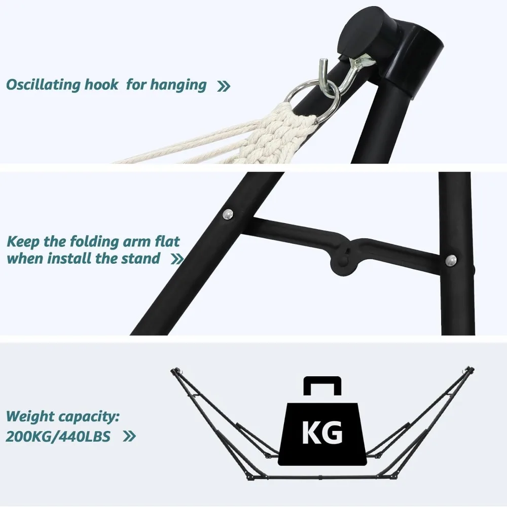 Hamaca y silla oscilante 2 en 1 con soporte de acero plegable y estuche de transporte, portátil y ajustable