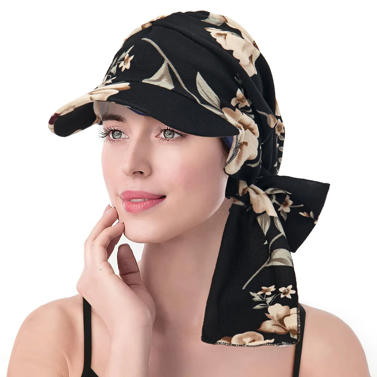 

Women's Hijabs New Printed Flower Brim Headscarf Hat 2026 Muslim Head Covering Hats 2026 Fashionable Outerwear Caps for Ladies