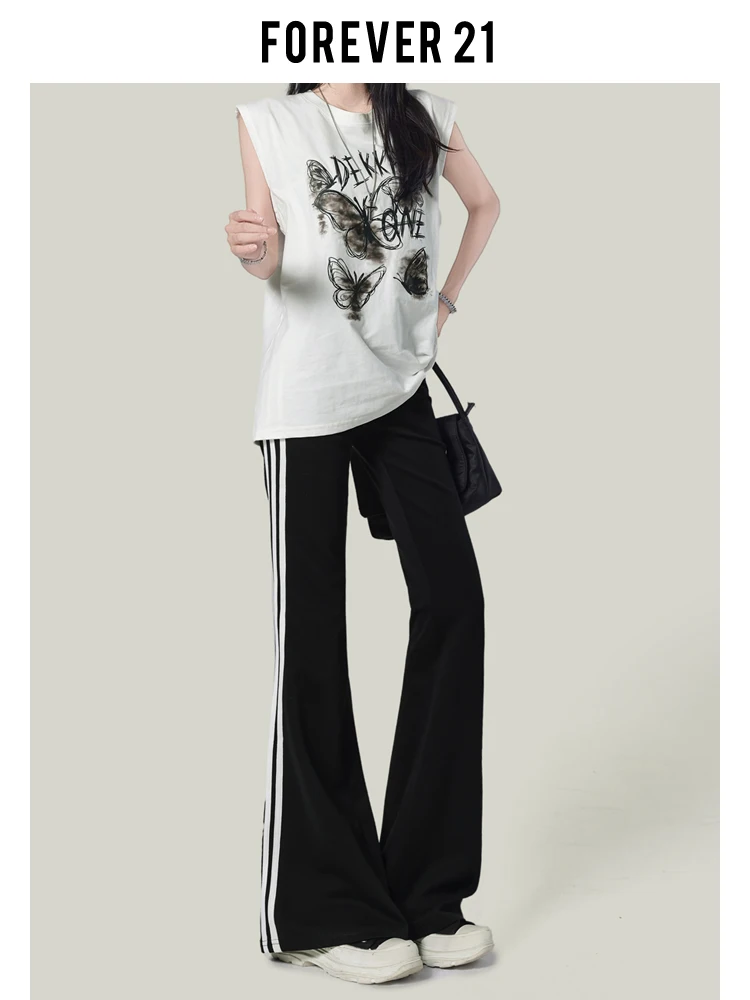 Yogahose mit hoher Taille für Damen, lässig, Spor Bla Micro, ausgestellte Hose, T-Shirt, Streifen, Forever 2, American Sle Faion