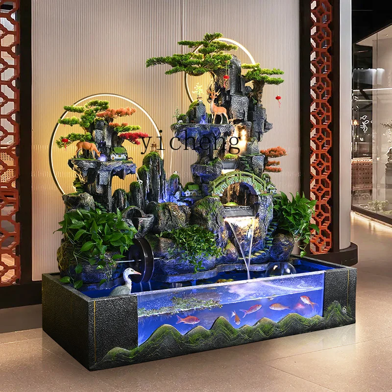 

ZC rockery water fountain fish tank office hotel balcony garden decoration large floor ornament