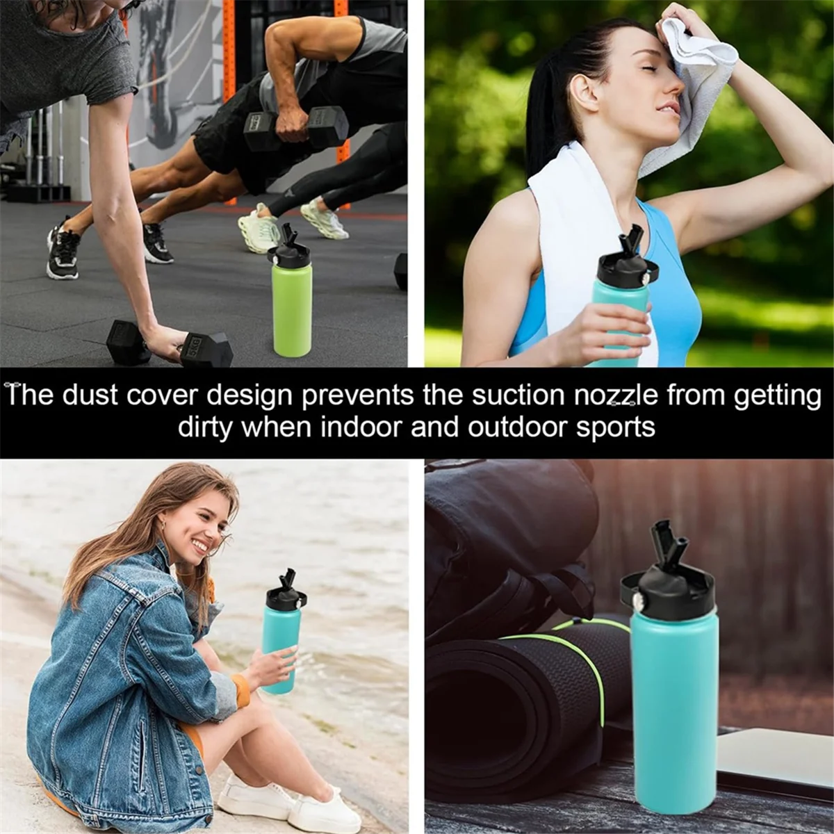 Replacement Lids Dustproof Leakproof Flip Top with Straw for Hydroflask Wide Mouth 12/16/18/20/32/40/64oz Water Bottles HGC