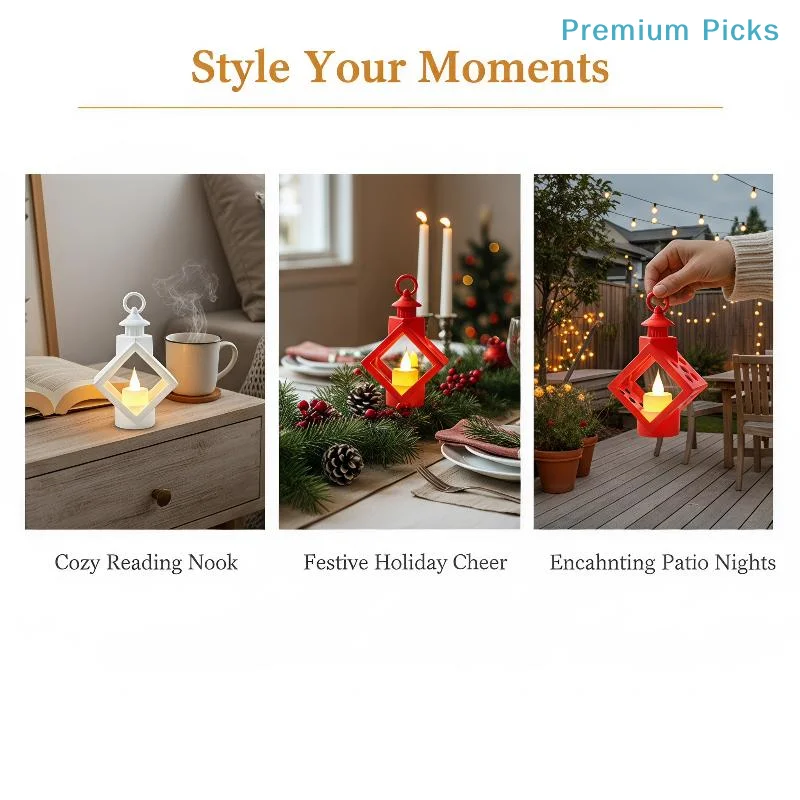 portableRetro LED Electronic Candle Lamp Portable Hanging Flameless Light for Outdoor Patio Camping Picnic Home Decor