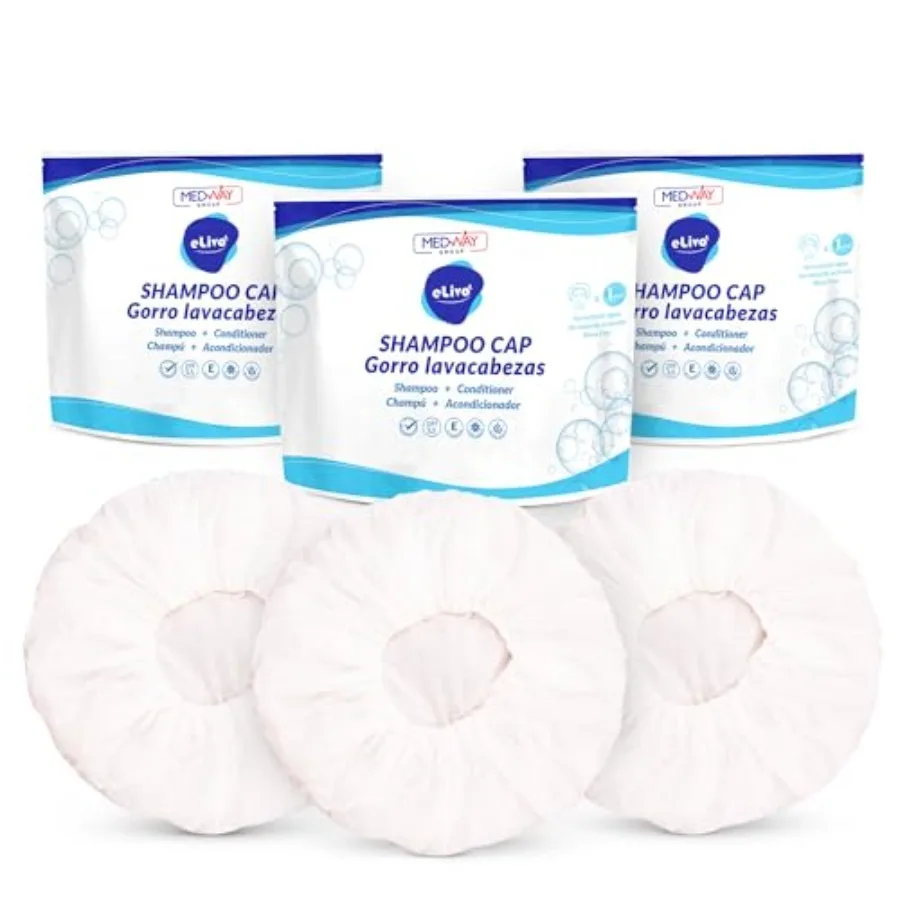 

No Rinse Shampoo Cap Rinse Free Shower Cap that Shampoos and Conditions PH Balanced and Hypoallergenic Waterless Hair Wash 3 Pa