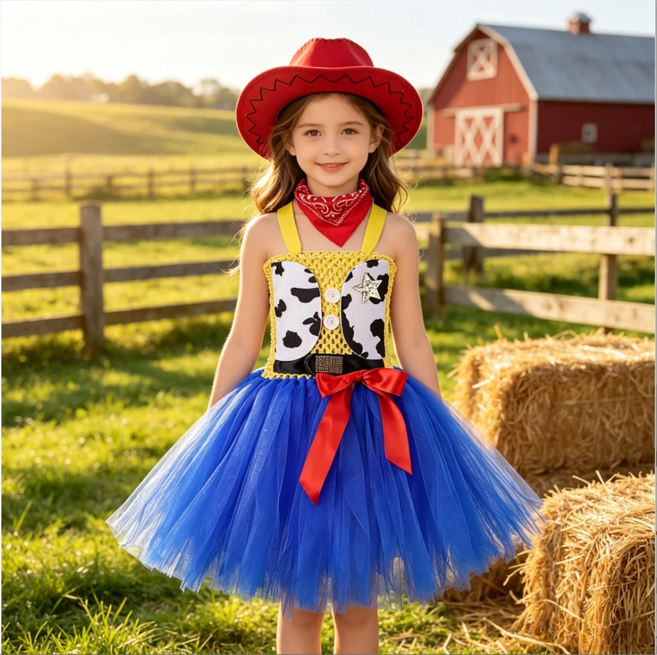 Washed Denim Layered Mesh Tutu Dress Soft Breathable Fabric Ready Stock Ideal for Party Parade Stage Performance Daily Wear