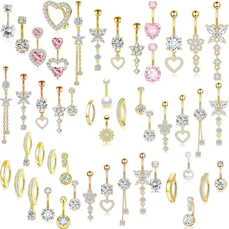 

Кольцо-бабочка для пупка из нержавеющей стали, с жемчугом