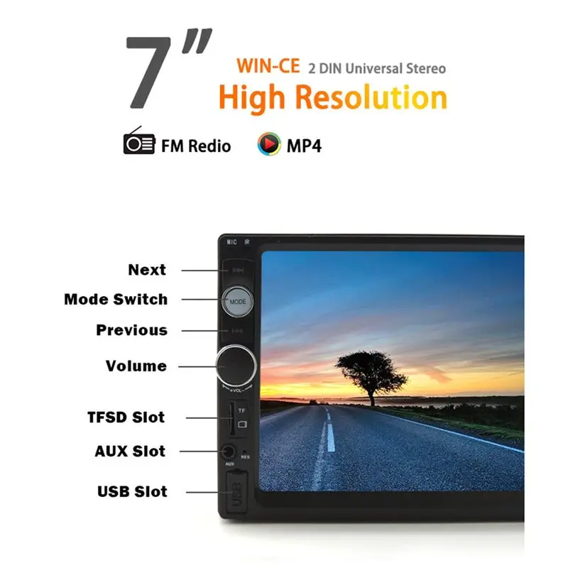 M93K-7Inch 2DIN MP5 Player Car Radio Multimedia Universal With Bluetooth USB TF FM Wired Android Auto Carplay Auto Radio