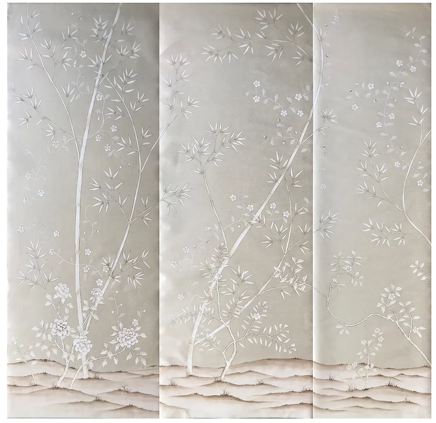 Customized HAND-MADE Wallpapers Hand-Painted Flower/Bamboo for Bedroom/Living/Study/Dining Room/Porch/Sofa/TV wall Papel Pintado