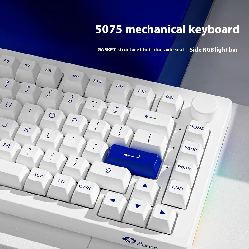 Ako 5075b Wireless Bluetooth The Third Mock Examination Hot Plug Customized Mechanical Keyboard 82  Key Rgb Backlight Video Gam