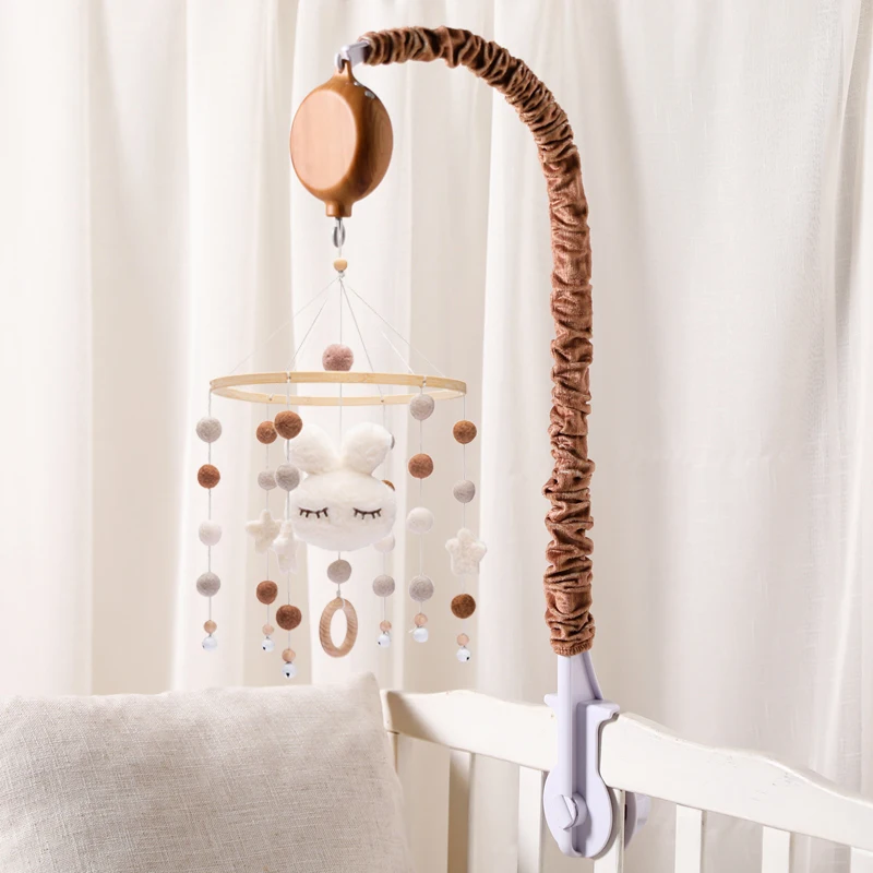 1set Baby Crib Mobile Bed Bell Holder With Music Box Rattle Toys  Adjustable Cloth Holder DIY Decoration Bed Hanging Arm Bracket