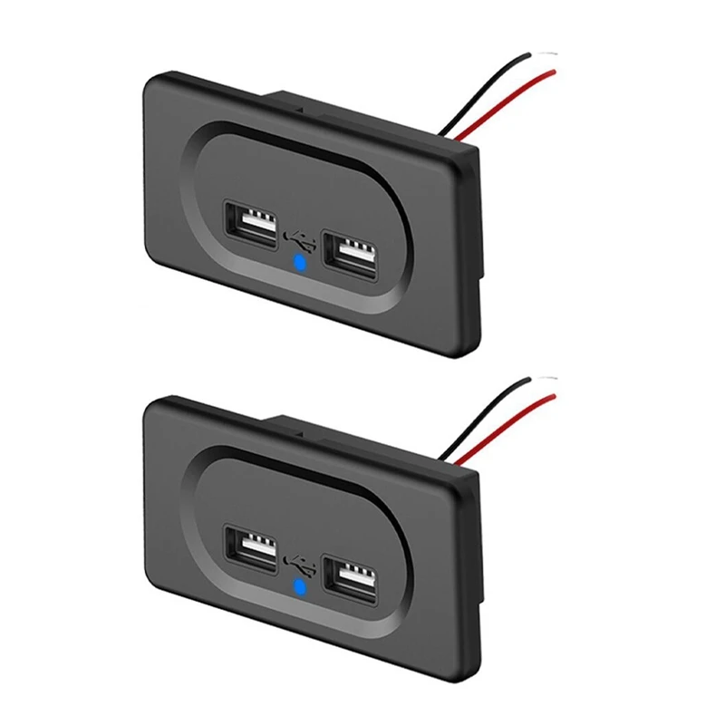 2X Vehicle DC5V/3.1A Dual USB Ports Charger Socket Modification Accessories For Car Camping Boat Motorhome Caravan