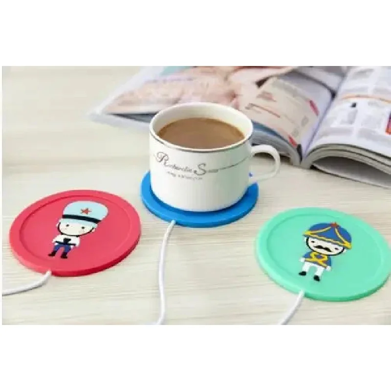 Cartoon creative heating heated warmer silicone pvc electric Insulation usb coaster