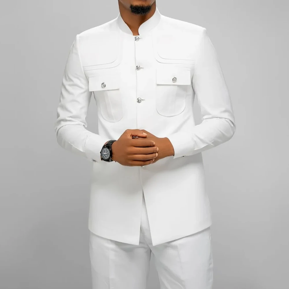 

Safari White Men's Suits Blazer High Quality Regular Length Single Breasted Blazer Customized 2 Piece Jacket Pants Outfits