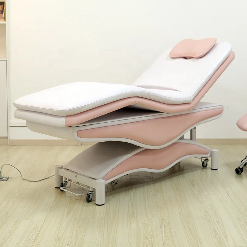 Luxury pink cosmetic spa bed massage tables beds electric motor facial beauty bed beauty salon furniture equipment