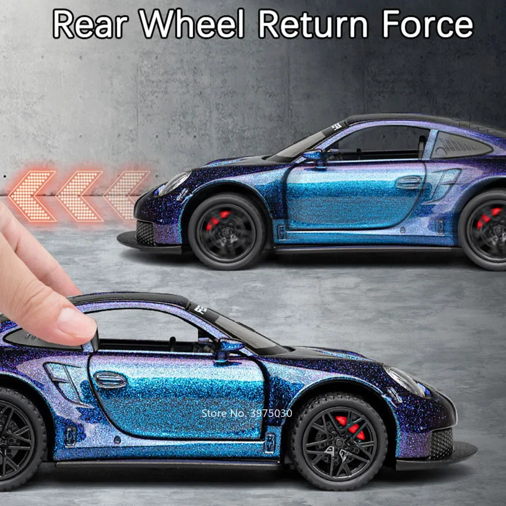 1:32 Legierung Diecast GT3RS Spielzeug Autos Modelle Rad Zurückziehen 4 Türen Geöffnet Supercar mit Licht Sound Sport Auto Kind Erwachsene Geschenke