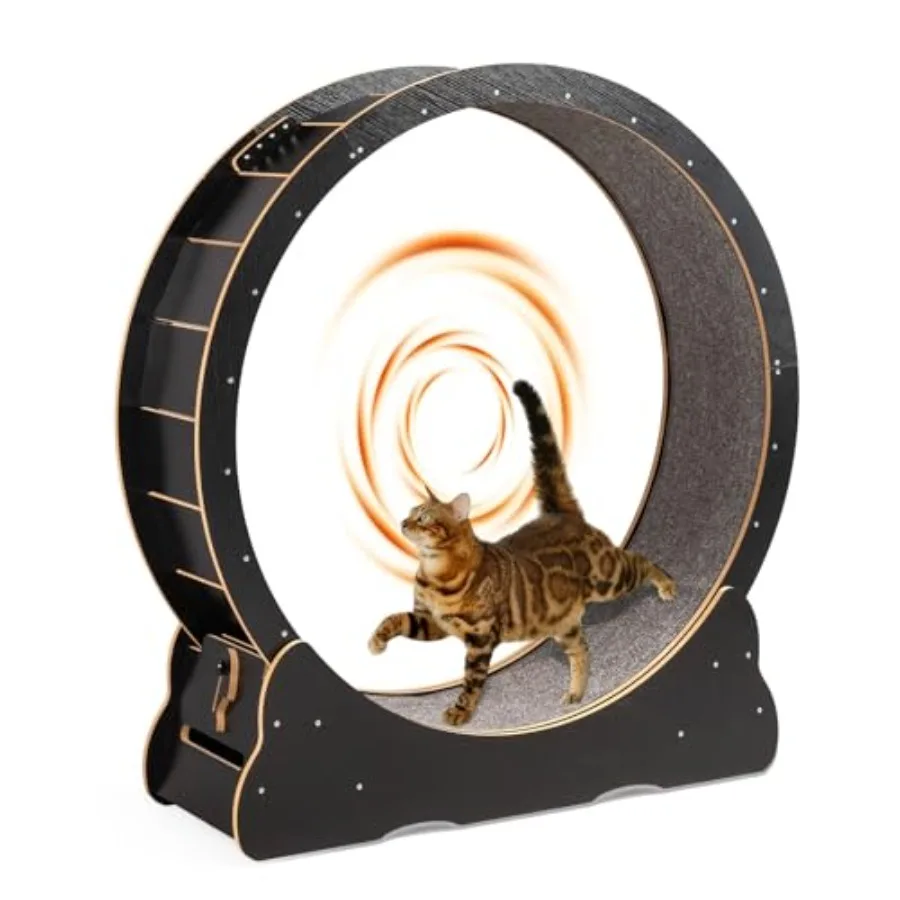 

Большое колесо для тренировок домашних кошек, бесшумное, с защитным замком, черное, 43,3 дюйма