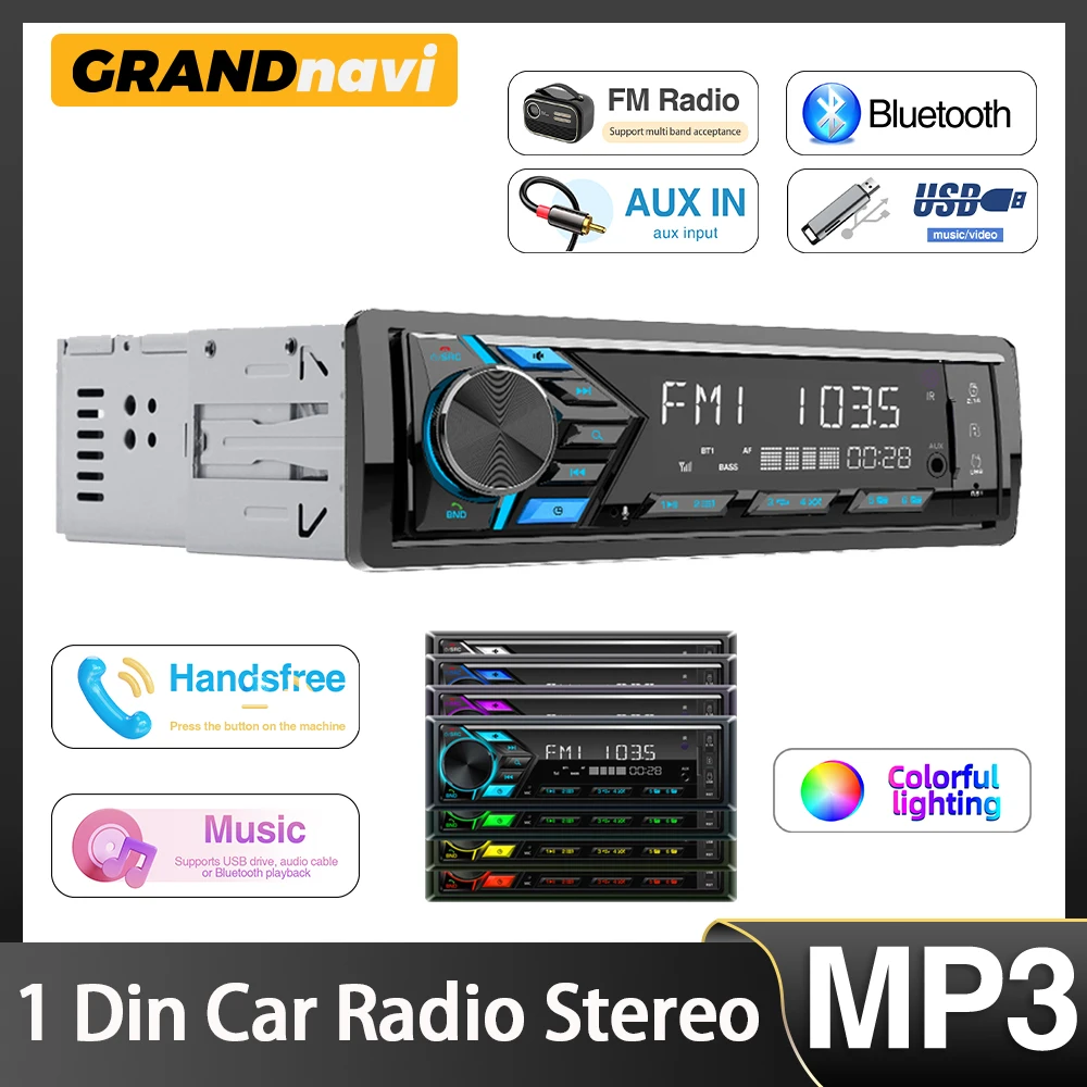 

Car Radio 1din Srereo Bluetooth MP3 Player FM Receiver With Remote Control AUX/USB/TF Card In Dash Kit