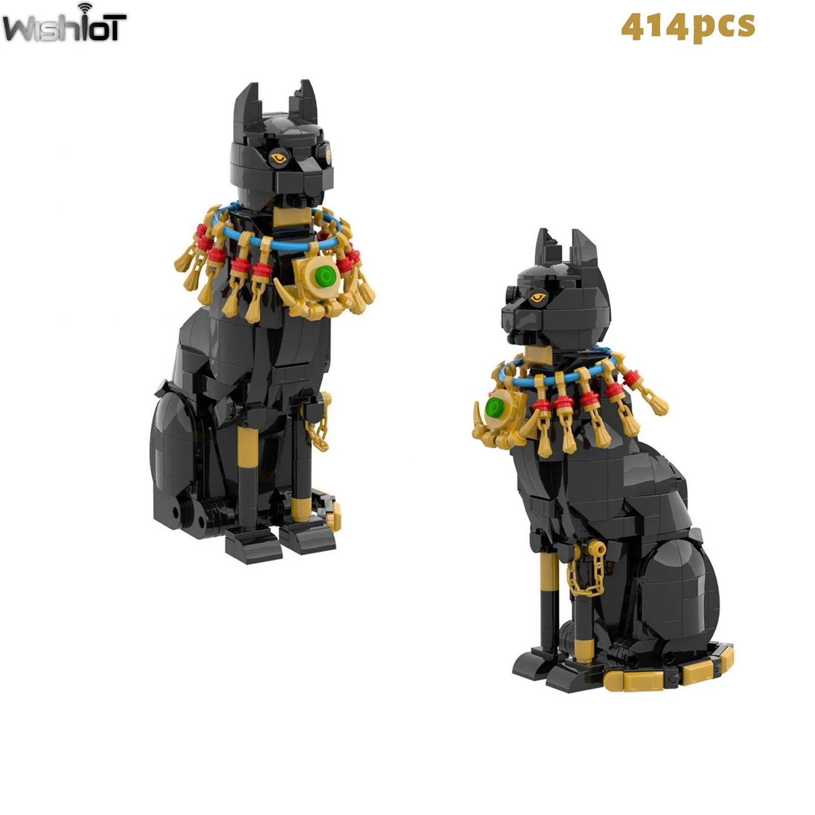 

414 шт. египетский кот, милые строительные блоки, модель животных, загадочный черный кот, настольные украшения, сборные игрушки MOC, креативный подарок