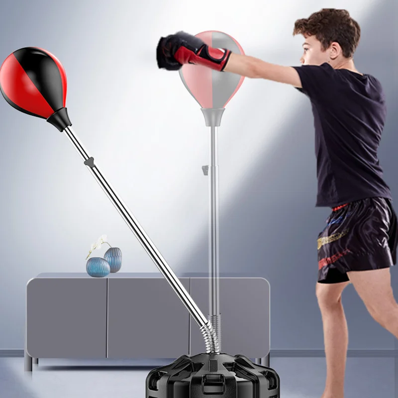 الملاكمة العمودية للأطفال الكبار معدات اللياقة البدنية المنزلية التدريب رد فعل الكمثرى على شكل تنفيس الكرة سرعة الكرة