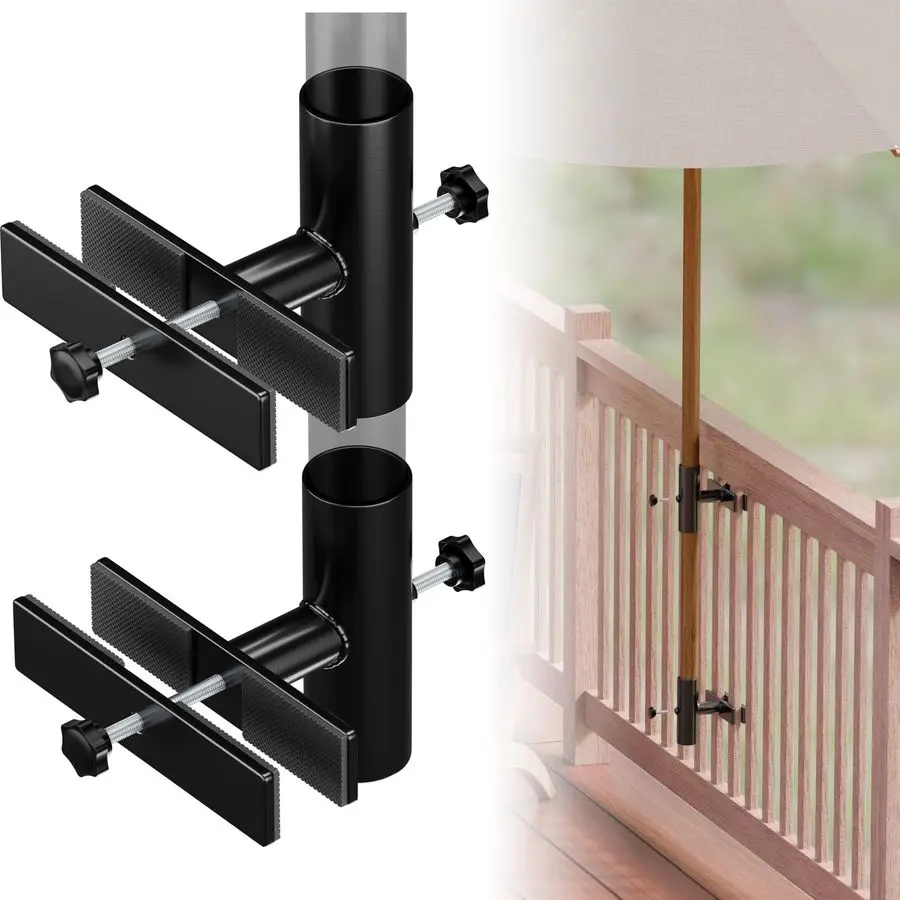 

Umbrella Holder for Deck Railing, Adjustable Patio Umbrella Base Outdoor Umbrella Stand, Patio Umbrella Clamp Deck Umbrella Moun
