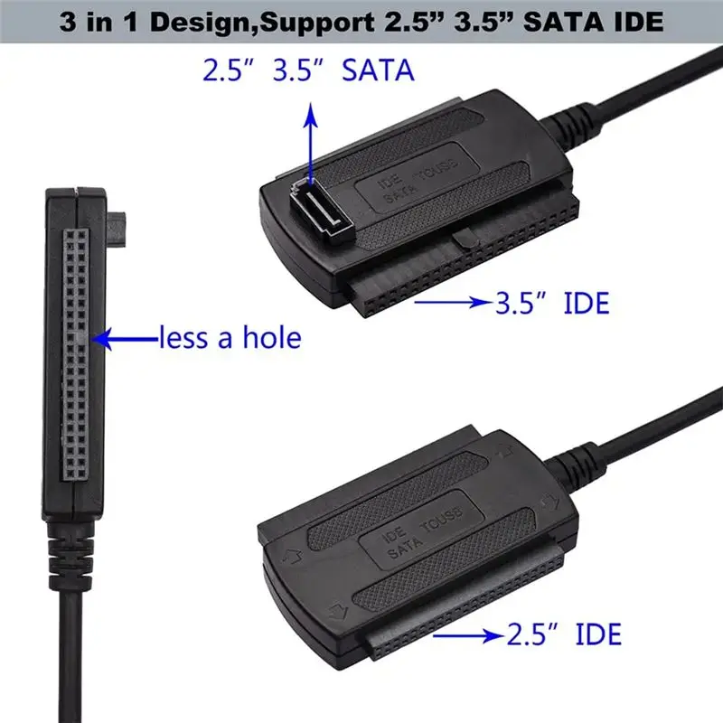 【NEW YEAR  】SATA/PATA/IDE Drive To USB 2.0 Adapter Converter Cable For Hard Drive Disk HDD 2.5 Inch 3.5 Inch For Laptop PC EU Pl