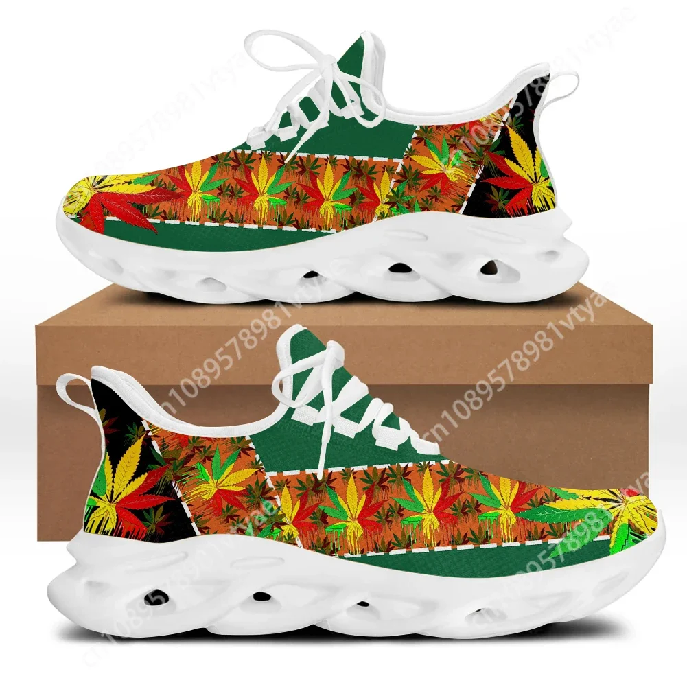 

Custom Made Jamacia Flag Print Weed Leaves Casual Woman Sneakers Lace Up Shoes Outdoor Leisure Anti-Slip Shoes for Femme Zapato