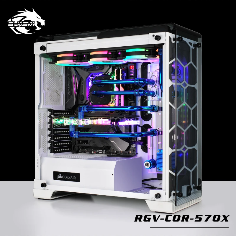 Bykski Distro لوحة مياه التبريد عدة ل قرصان 570X الهيكل وحدة المعالجة المركزية وحدة معالجة الرسومات RGB RGV-COR-570X