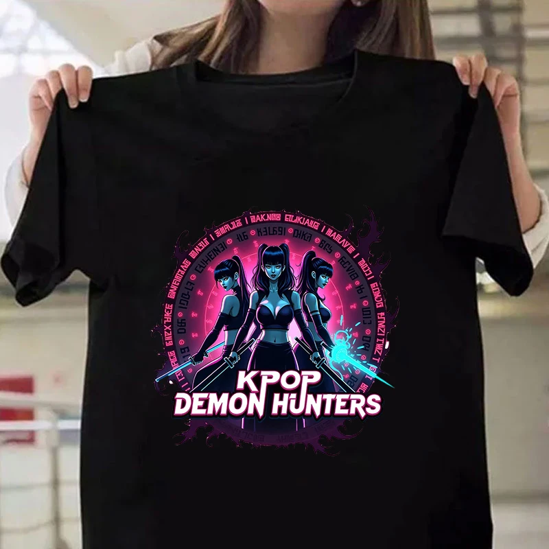 

New Kpop Demon Hunters Printed T Shirt Women Men Teens Fashion Hip Hop Harajuku Casual Short Sleeve Tops Tees