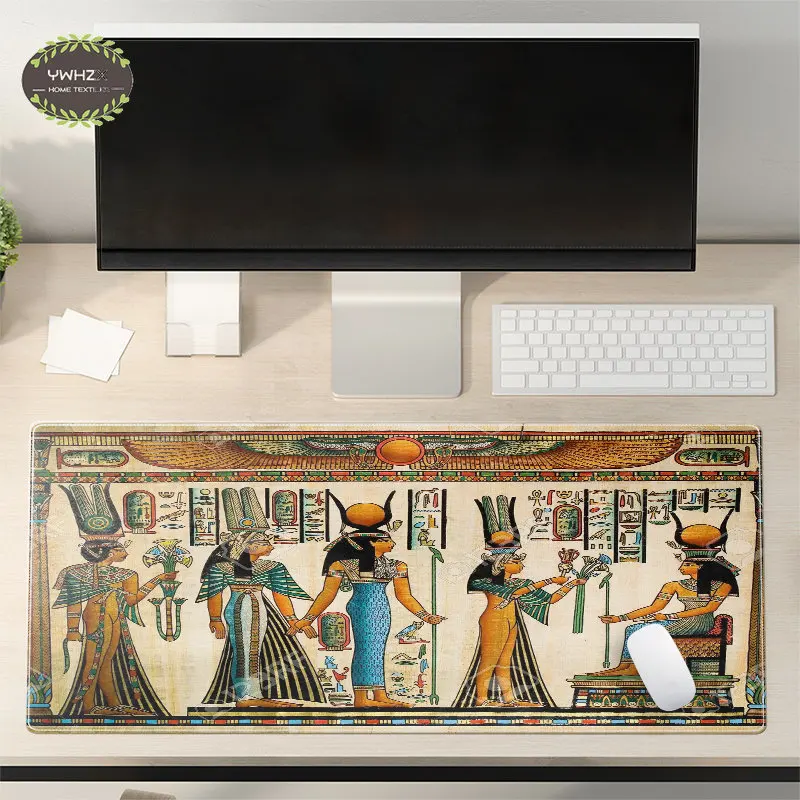 Egyptian Art Mouse Pad Computer Laptop Mouse Mats Soft Keyboard Office Rectangle Rubber Base Tablemat Anti-slip Desk Accessories