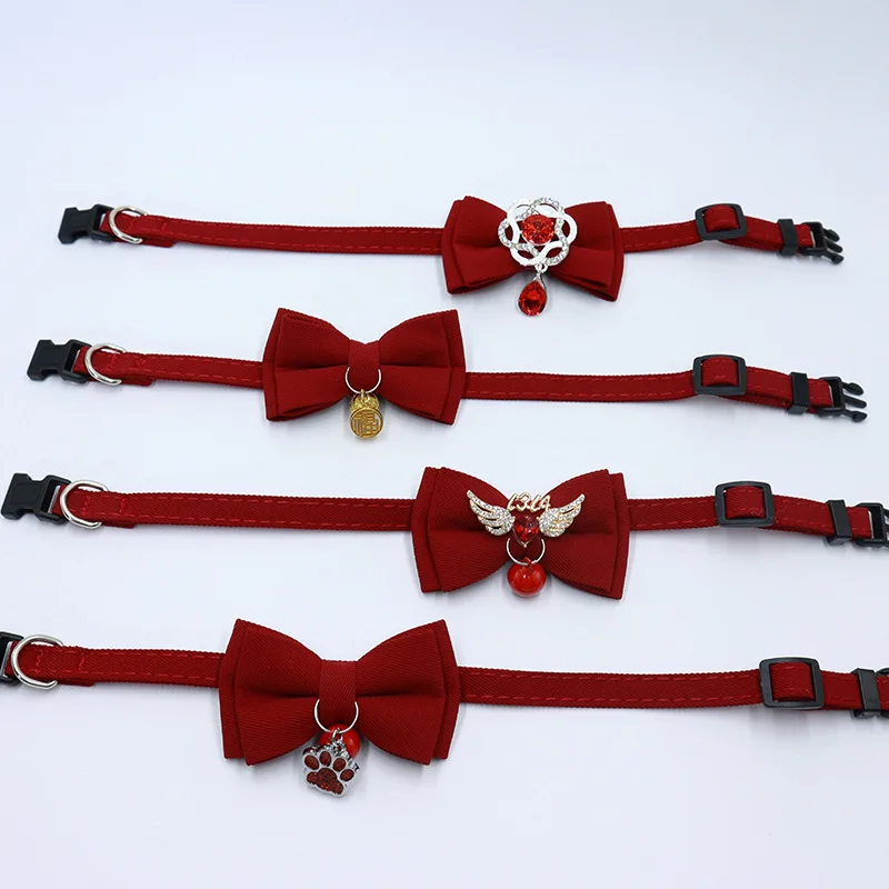 القوس الأحمر قابل للتعديل طوق القط، زهرة القلب قلادة طوق الحيوانات الأليفة، رائع الرجعية القط طوق، عيد الميلاد الزفاف الحيوانات الأليفة الملحقات