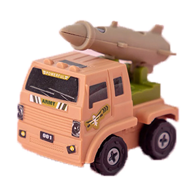 Engineering Car Military Vehicle Children\'S Educational Assembly Mini Car Deformation Diy Assembly Toy Dinosaur Toy Inertial Car