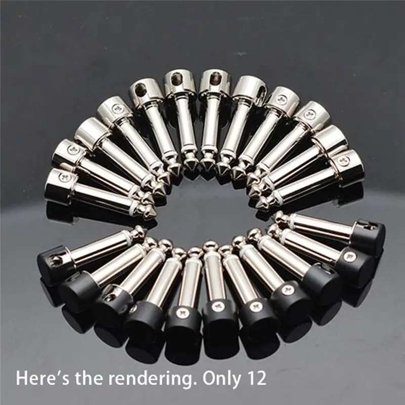 

【HOT!TURE】12Pcs DIY Strait Audio Solderless 6.35 Mono Plug Solder Free Plug Guitar Effect Connector Chrome Black