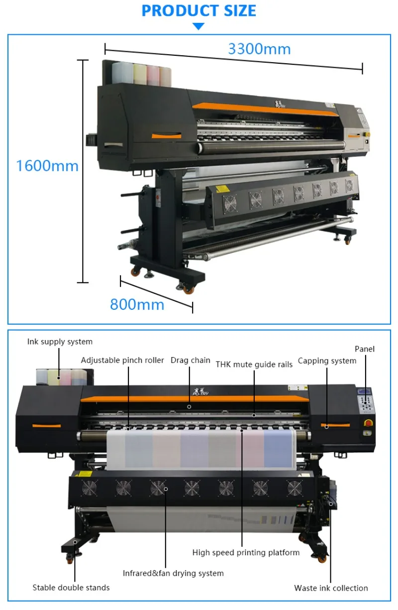 【2026】طابعة التسامي ذات الرأسين 1.8 متر للبيع المباشر من المصنع لطباعة نسيج نقل الحرارة