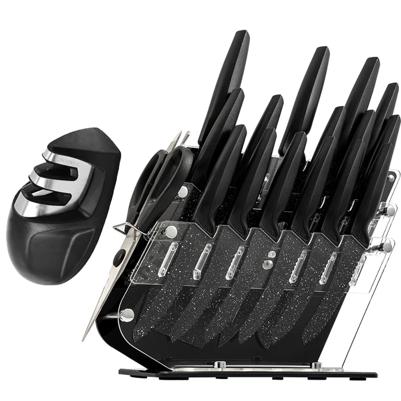 Kitchen Knives 18 PCS High Carbon Stainless Steel Sharp Serrated Steak Knives Set Chef Knives Bread Knife Scissor Sharpener