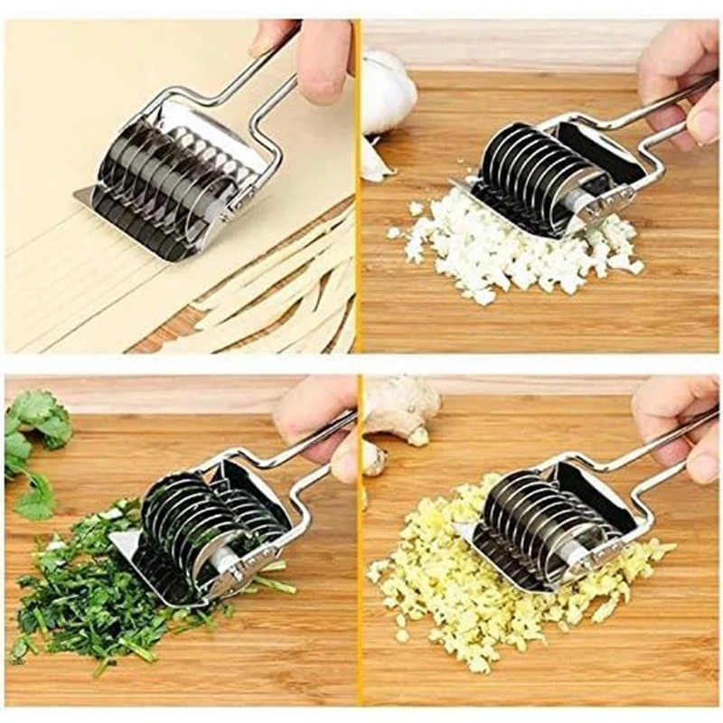 High Grade Stainless Steel Noodle Lattice Roller Dough Cutter For Kitchen Cooking Tools Easy To Use