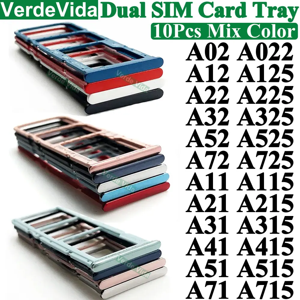 10 pçs sim chip bandeja slot adaptador para samsung telefone a32 a325 a326 a52 a525 a72 a22 a02 a51 a31 a71 sd titular bandeja de cartão com ferramentas