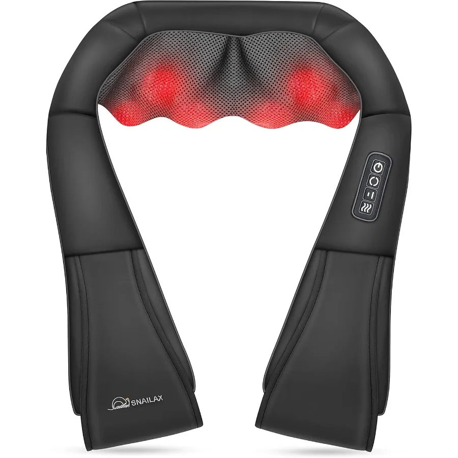 

Snailax Shiatsu Neck and Shoulder Massager with Heat Deep Kneading Electric Massage Pillow for Targeted Relief in Neck Back Sho