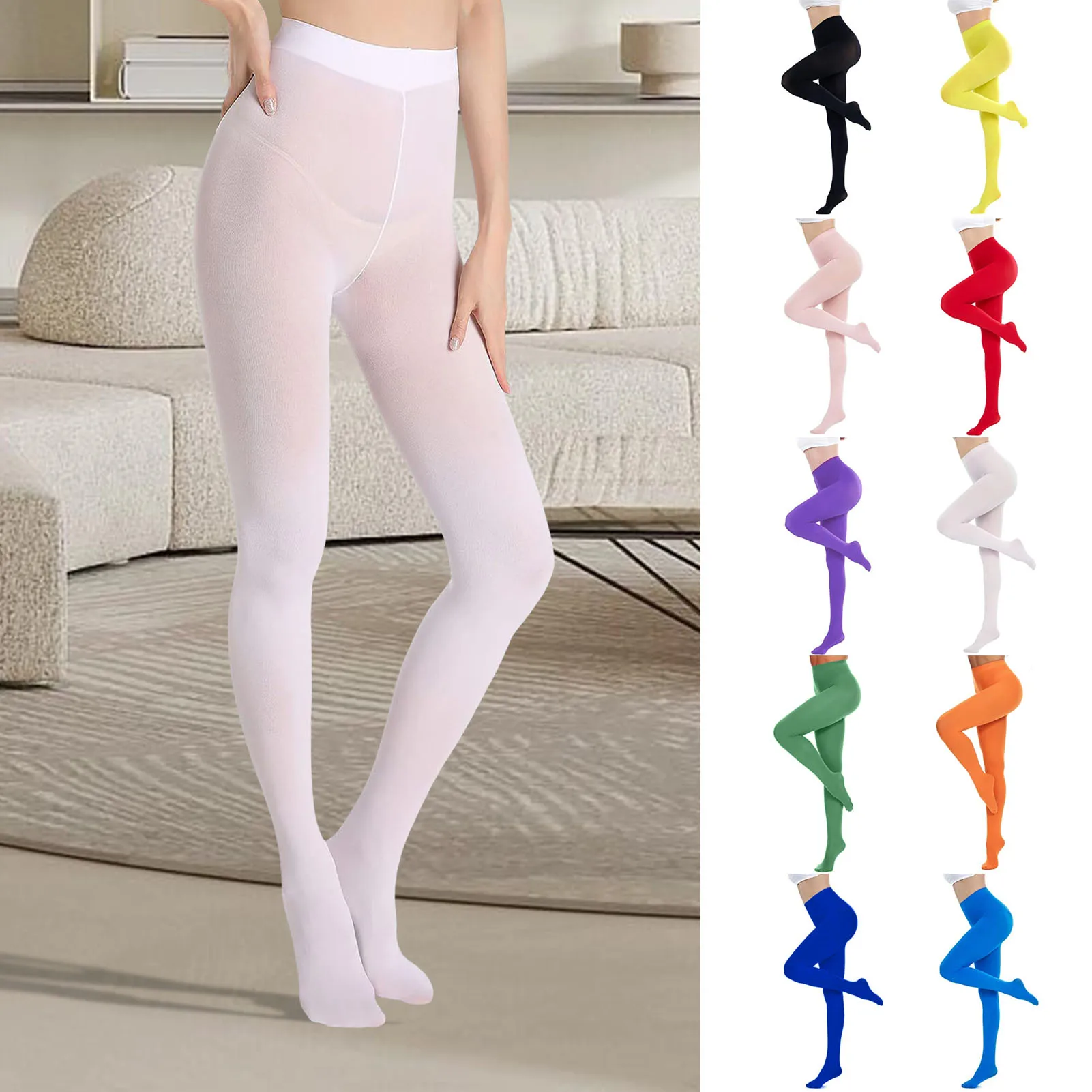 Pantimedias elásticas gruesas para mujer, pantalones ajustados y cálidos, medias altas hasta el muslo, Sexy, color negro, Invierno