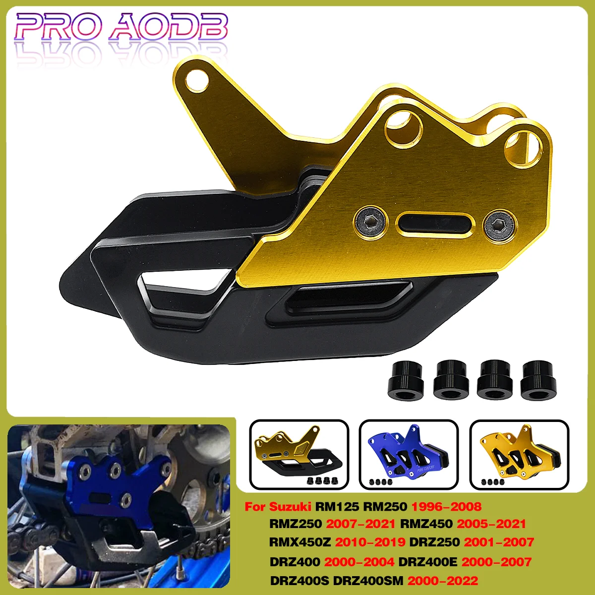 

Motocross CNC Chain Guide Cover Guard Protector For Suzuki RM125 RM250 RMZ250 RNZ450 RMX450Z DRZ 250 400 400E 400S 400SM RM RMZ